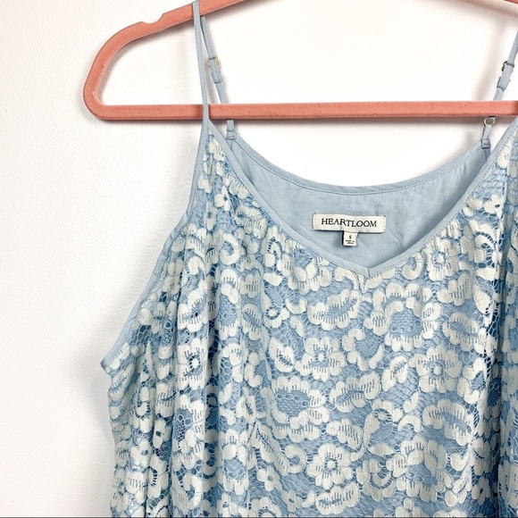 Heart loom Shoulderless Blue Lacey Layered Top - Picture 3 of 10